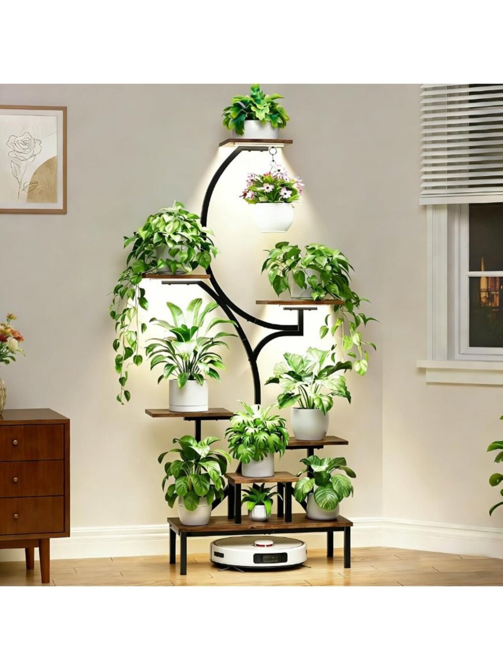 7-Tier Indoor Plant Stand with Grow Light - Tall Corner Shelf for Houseplants